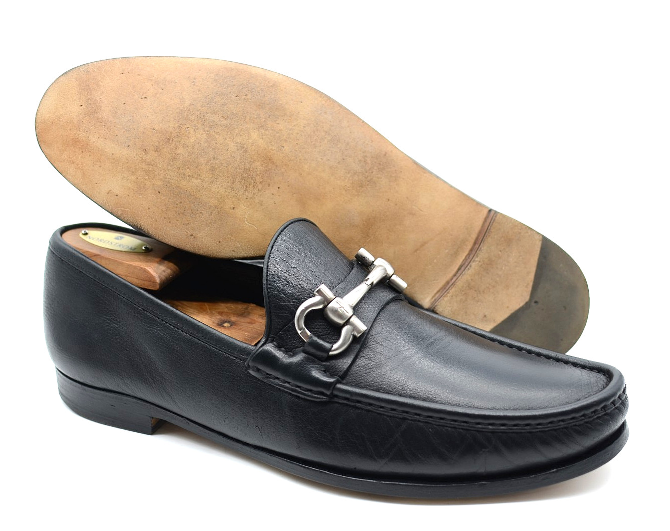 Men's Salvatore Ferragamo 'Mason' Black Leather Loafers Size US 11 - D