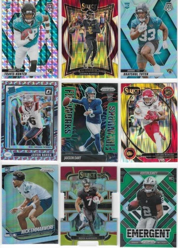 NFL FOOTBALL 150 CARD LOT, W/ LOTS OF PRIZMS. JAXSON DART, JAYDEN DANIELS RC'S