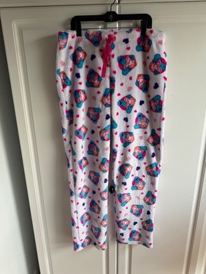 Girls Sesame Street Cookie Monster Valentines PJ Bottoms Sz Large Tie Elastic W