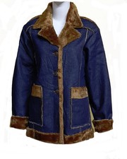 Damen Retro Jacke Vintage 70-er Mantel Kunstp...
