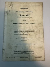 Vintage Original McCormick IHC Farmall H M Lift All Owners Manual