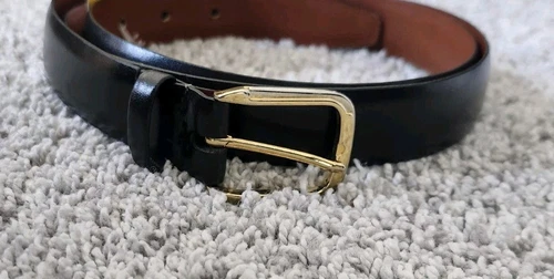 Ceinture homme Christian Dior doublée gant cuir taille 43 XL XXL noir boucle dorée