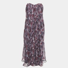 Alexander McQueen Purple Printed Strapless Midi Dress S