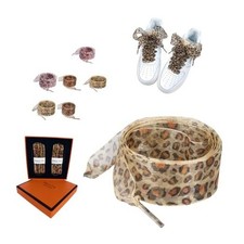 Wide Satin Ribbon Shoe Laces for Sneakers Sports Shoes 2.5cm Leopard Yellow