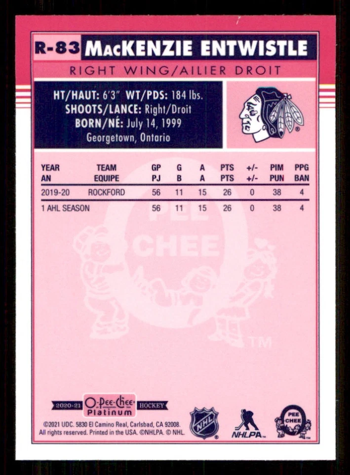 2020-21 O-Pee-Chee Platinum Retro #R83 MacKenzie Entwistle - Image 2 of 2