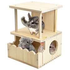 Wooden Chinchilla Hideout, 2-Layer Guinea Pig House