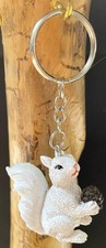 Key Chain - Resin - Miniature White Squirrel