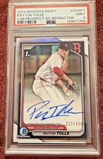 Payton Tolle 2024 1st Bowman Chrome Autograph Refractor /499 PSA MINT 9 Red Sox