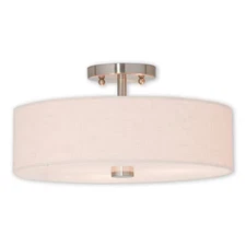 LIVEX LIGHTING 52135-91 Meridian 3 Light Brushed Nickel Ceiling Mount