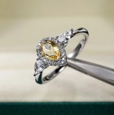 3 Ct Round Cut Simulated Citrine Stunning Wedding Ring 14k White Gold Plated