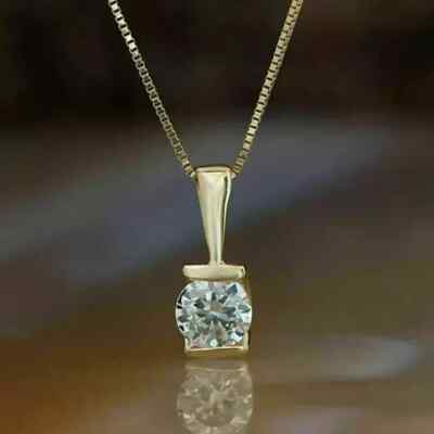 2Ct Round Cut Lab Created Diamond Women's Pendant 14K Yellow Gold Plated Silver