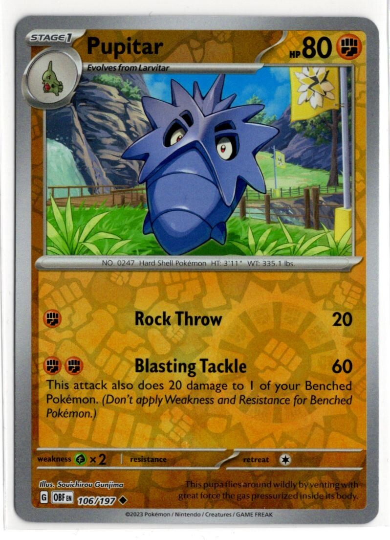 Pokemon Obsidian Flames Reverse Holo 106/197 Pupitar