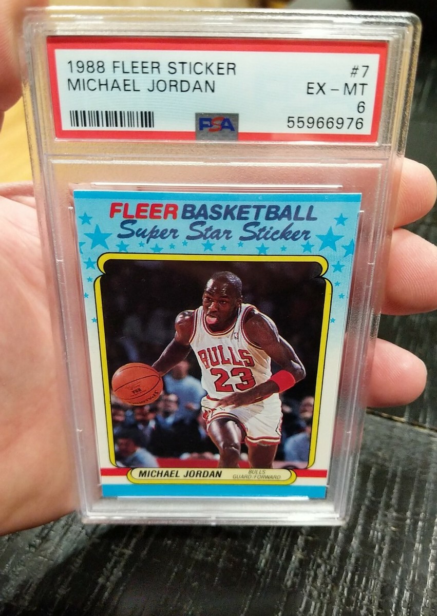 1988 Fleer Michael Jordan STICKER PSA 6 EX-MT (or 8 ST Stain