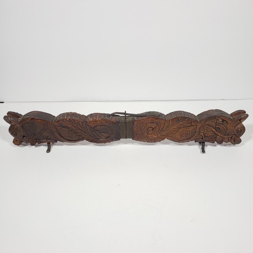 Vintage 18" Dragon Carving Set – Hand-Carved Wood & Brass Sheath, Made in India - Picture 4 of 23