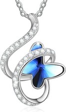 Butterfly Necklaces Pendant Necklaces for Women Love Heart Birthstone Crystals