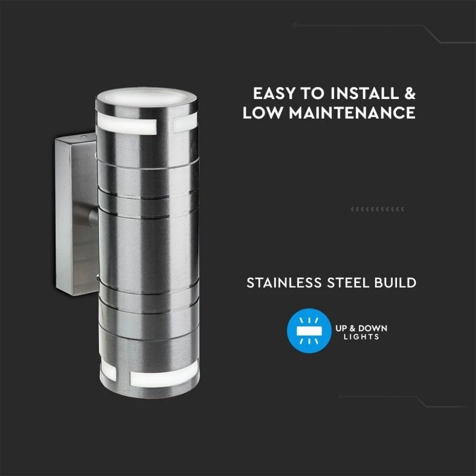 V-TAC VT-7632 Portafaretto led da parete doppio 2xGU10 in Acciaio inossidabile I - Immagine 2 di 4