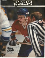 1977 SCOTIA BANK HOCKEY NEWS DOUG JARVIS MTL AUTOGRAPHED  8 X 10 COVER !!