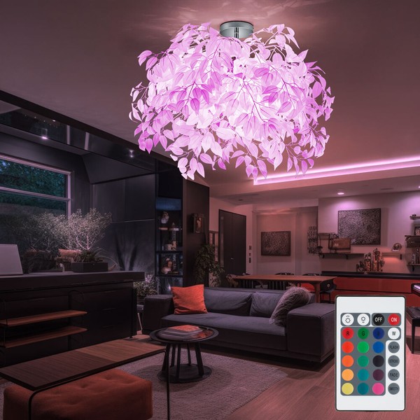Deckenleuchte Wohnzimmerleuchte BläTterlampe Rgb Led Dimmbar Fernbedienung Weiß-image