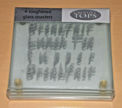 CREATIVE TOPS 4 GEHÄRTETE GLASUNTERSETZER FRÜHSTÜCK MITTAGESSEN TEE ABENDESSEN 5 x 5 ZOLL