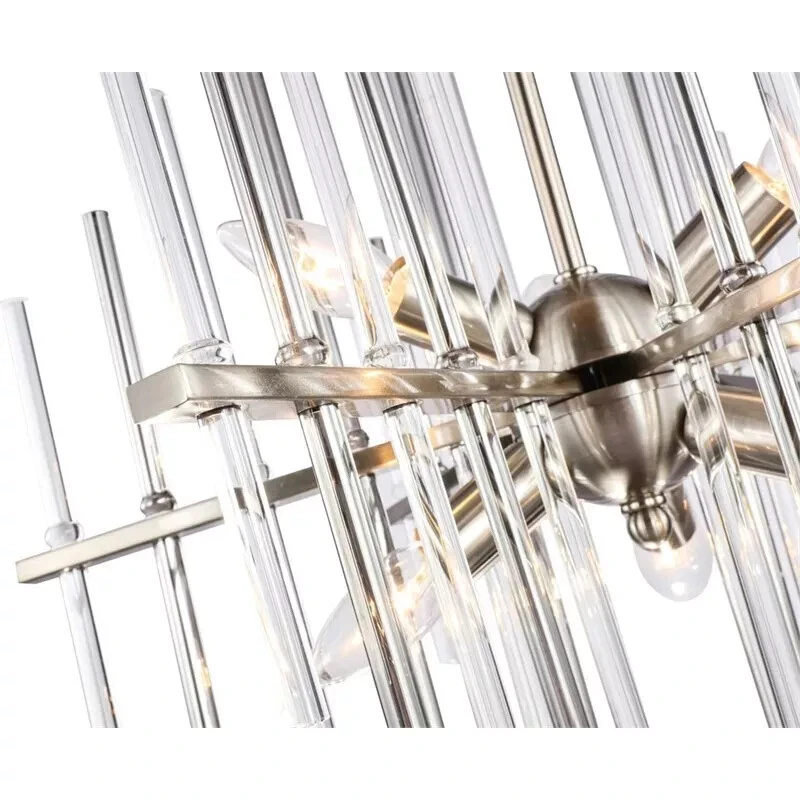 Lámpara de araña de metal Woodbridge Lighting Spires de 6 luces en níquel/cromo chapado Foto 3 de 4