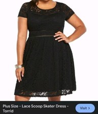 NWT Torrid Women's Lace Dress/Scoop Neck Skater/ Size 14/ Black/Lined/ Zip Back