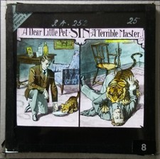 Antique Magic Lantern Slides   A dear little pet SIN a terrible master