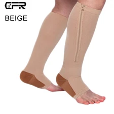 Copper Compression Socks Support Zipper Socks Graduated Stockings Mens Womens