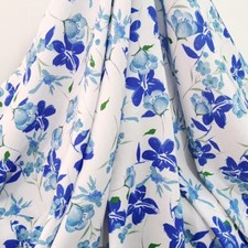 1 yard X 1.4 meter Blue Floral Viscose Poplin Fabric For Gown
