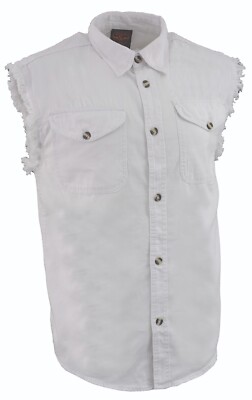 Milwaukee Leather DM4006 Men's White Lightweight Sleeveless Denim Shirt