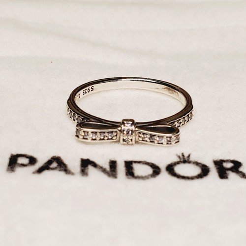 Auténtico Anillo Pandora Plata Esterlina Transparente Brillante Arco Circonita cúbica #190906 Talla 7 - Imagen 3 de 5