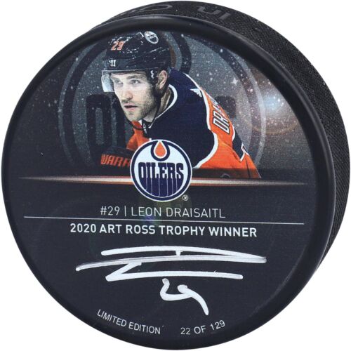 Signed Leon Draisaitl Oilers Puck - Picture 1 of 3