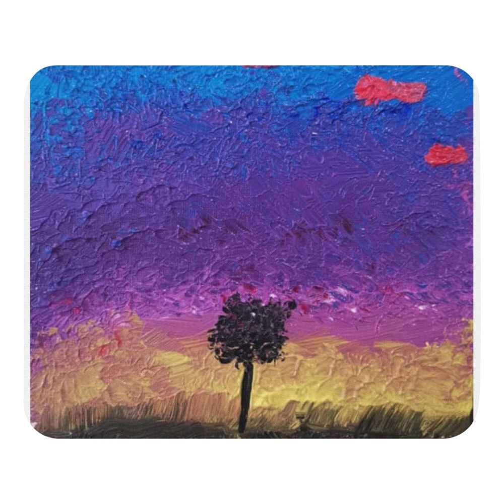Tapis de souris oeuvre originale violet coucher de soleil