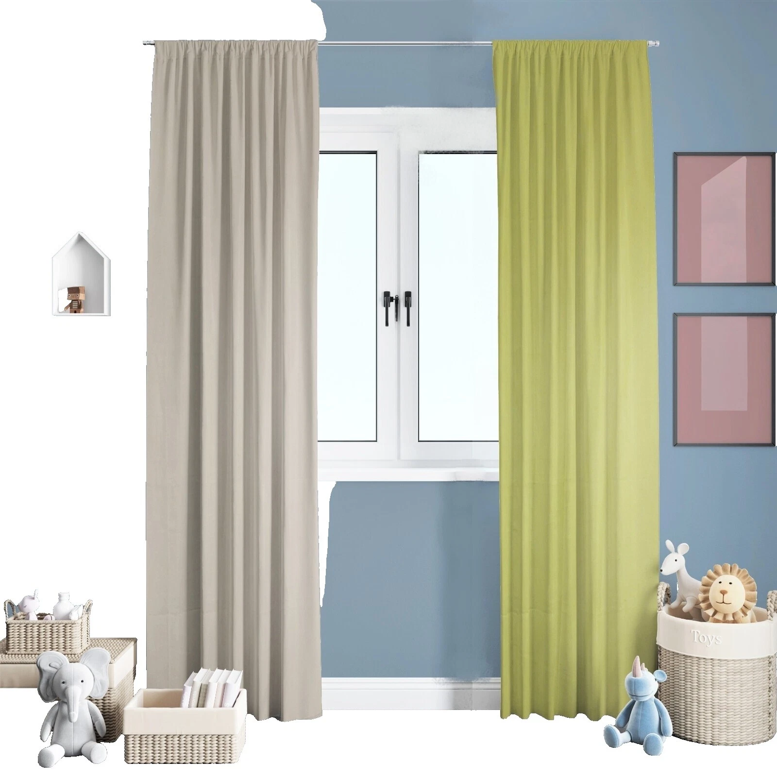 Cortinas de ventana de algodón abstracto