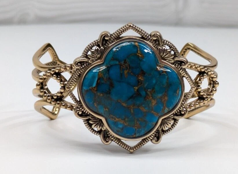 Brazalete Barse Tailandia "SANIBEL" Turquesa con Bronce Infundido Calado Foto 3 de 4