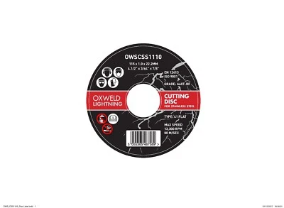 (PACK OF 25) PARWELD 115mm x 1mm thin metal cutting discs for angle grinder INOX