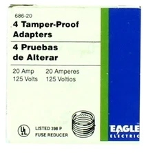 Eagle 20A-125V Tamper Proof  Fuse Adapters, Type S - #686-20, Box of 4