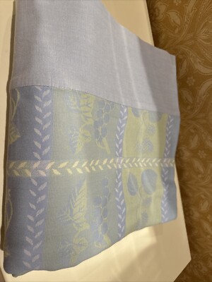 Crate And Barrel Collette Pastel Blue/Green Grape Vine Tablecloth Size 60 X 120 