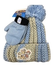 Hat and Mittens Set Paw Patrol Toddler Unisex Knit Beanie Size 2T-5T Winter