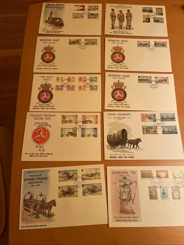 Isle of Man 1975-1976 First Day 10 Covers,XF Condition, See Photos