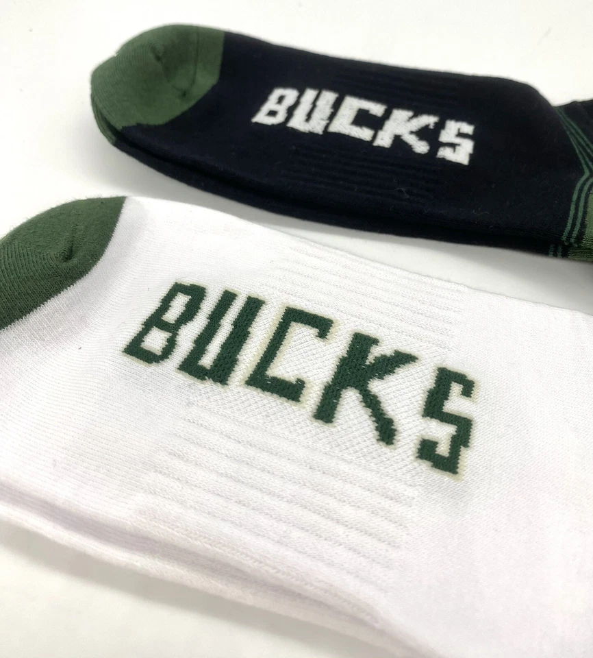 2 pares de calcetines de baloncesto Milwaukee Bucks hombre/niño 6,5-10,5 verde, negro, blanco Foto 2 de 4