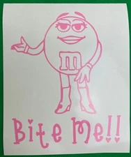 Bite Me Candy Pink Vinyl Car Window Decal Bumper Sticker New Gift