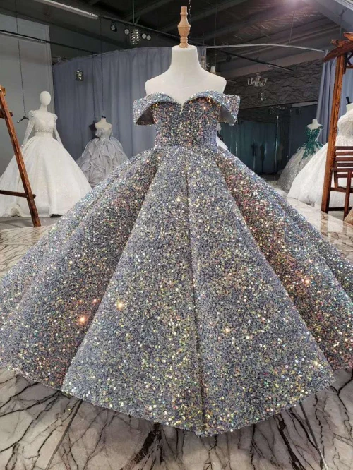 Silver glitter hotsell ball gown