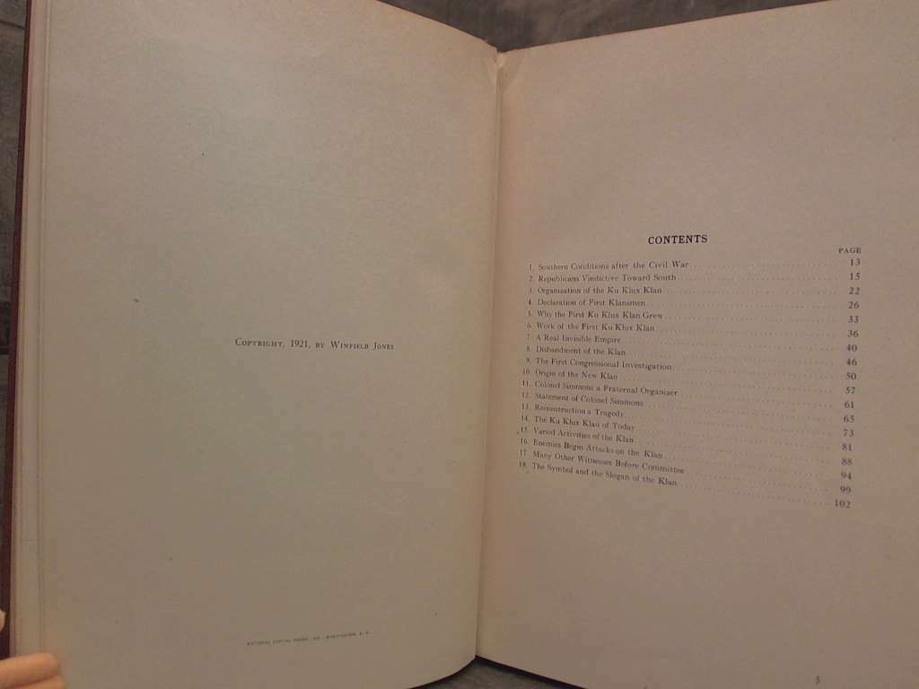 KKK〜〜 Story of the Ku Klux klan 1921 by Jones, Winfield American