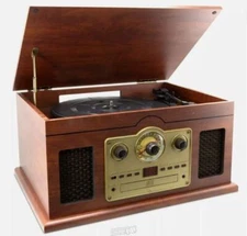 iLive 6-in-1 Bluetooth Turntable with CD/Cassette Players and AM/FM Radio