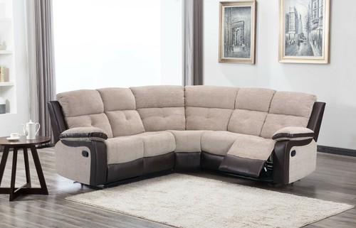 Beige Brown Fabric/Half Leather Sofa, Options: 1 seater, 3 seater, Corner Sofa - Picture 2 of 16