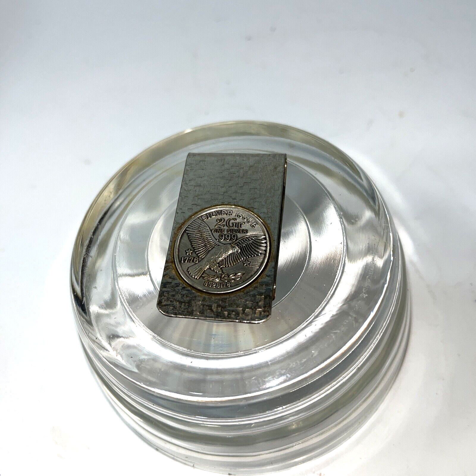 Vintage 1776 Silver Money Clip with Eagle Wing Spread .999 Fine Silver 2Gr-image