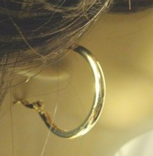 PIPE HOOP EARRINGS GOLD OR SILVER TONE 1.5 INCH HOOP EARRINGS TUBE ROUND HOOPS