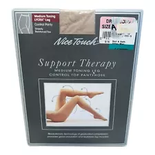 Nice Touch Support Therapy Medium Toning Leg Control Top Pantyhose Driftwood A