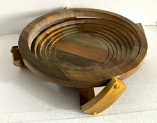 Deeds Industries Wood Cascading Bowl Built-in Stand Multi-Tone Kingston Jamacia