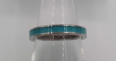 Ring 3 mm Titan und geschliffener Türkis Intarsien